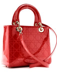 Patent Cannage Stitched Medium Lady D1OR Red