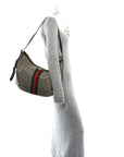 GG Supreme Monogram Web Ophidia Half Moon Hobo Brown