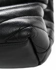 Calfskin Y Quilted Monogram Medium Loulou Chain Satchel Black