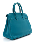 Taurillon Clemence Birkin 30 Turquoise