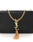 Smooth Calfskin Medium Classic Monogram Kate Tassel Satchel Black