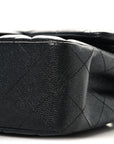 Iridescent Caviar Quilted Small Double Flap Black