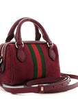 GG Supreme Monogram Textured Dollar Calfskin Web Super Mini Ophidia Top Handle Bowler Bag Rosso Ancora