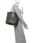 Shiny Calfskin Medium Puzzle Fold Tote Umber