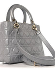 Pearly Lambskin Cannage Medium Lady D1OR Grey