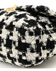 Tweed Quilted Medium CHNL 19 Flap Black Ecru White