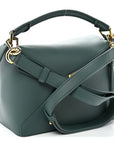 Calfskin Small Puzzle Edge Bag Bottle Green