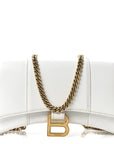 Shiny Box Calfskin Hourglass Chain Bag White