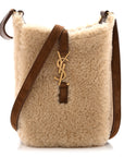 Shearling Suede Mini Le 5 A 7 Vertical Hobo Natural Beige Dark Cigar
