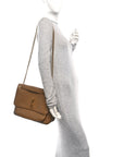 Grained Lambskin Monogram Large Niki Chain Satchel Dark Cork