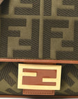 Canvas Vitello King FF Embroidered Baguette Amazzonia Cuoio