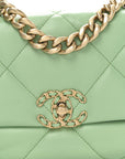 Goatskin Quilted Medium CHNL 19 Flap Light Green