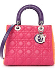 Lambskin Cannage Medium Tri-Color Lady D1OR Pink