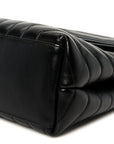 Calfskin Y Quilted Monogram Medium Loulou Chain Satchel Black