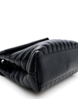 Calfskin Y Quilted Monogram Monochrome Medium Loulou Chain Satchel Black