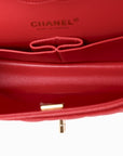 Caviar Quilted Medium Double Flap Red
