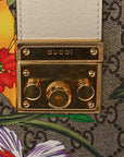 GG Supreme Monogram Flora Textured Calfskin Small Padlock Tote Beige Ebony Multicolor Mystic White