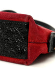 Suede Patent Web GG Small Ophidia Dome Shoulder Bag Hibiscus Red