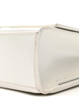 Shiny Box Calfskin Tonal B Hourglass Stretch Top Handle Bag White