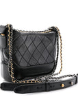 Aged Calfskin Quilted Small Gabrielle Hobo Black