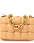Lambskin Maxi Intreccio Padded Chain Cassette Crossbody Bag Porridge