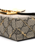 GG Supreme Monogram Calfskin Horsebit Print Mini Padlock Top Handle Shoulder Bag Beige Ebony Light Pink
