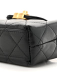 Shiny Aged Calfskin Quilted Mini Nano Kelly Shopper Black