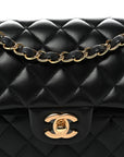Lambskin Quilted Small Double Flap Black
