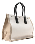 Linen Calfskin Small Rive Gauche Tote Greggio Natural