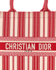 Canvas Embroidered Mykonos Large Striped Book Tote Red