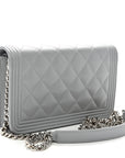 Caviar Quilted Boy Wallet On Chain WOC Grey
