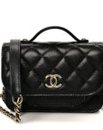 Caviar Quilted Business Affinity Clutch With Chain Black