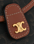 Canvas Calfskin Triomphe Mini Besace Tan