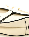 Grained Calfskin Mini Saddle Bag White