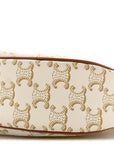 Canvas Calfskin Ava Triomphe Shoulder Bag White