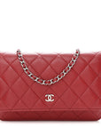 Caviar Quilted Wallet on Chain WOC Red