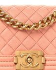 Caviar Quilted Small Boy Flap Light Pink