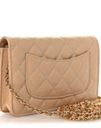 Caviar Quilted Wallet on Chain WOC Beige
