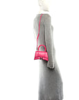 Shiny Box Calfskin Hourglass Top Handle Bag XS Acid Fuchsia