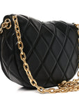 Lambskin Quilted Rocking Horse Shoulder Bag Black