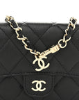 Caviar Quilted Mini Clutch With Chain Black