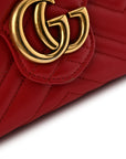 Calfskin Matelasse GG Marmont Chain Wallet Hibiscus Red