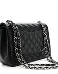 Lambskin Quilted Jumbo Double Flap Black