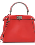 Vitello Seta Nappa Mini Plexi Handle Peekaboo Iconic Satchel Pomodoro