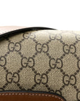 GG Supreme Monogram Azalea Calfskin Horsebit 1955 Shoulder Bag Beige Brown Sugar