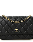 Lambskin Quilted Wallet On Chain WOC Black