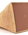 Raffia Calfskin Triomphe Cube Tote Natural Black