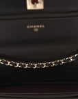 Lambskin Quilted Trendy CC Wallet On Chain WOC Dark Brown