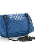 Nappa Intrecciato Small Chain Crossbody Blue