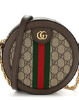 GG Supreme Monogram Web Mini Ophidia Round Shoulder Bag Brown